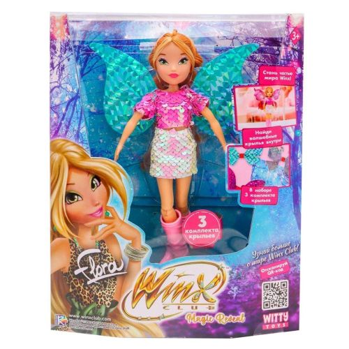 Шарнирная кукла Winx Club Magic reveal Флора с крыльями 24 см IW01302202 фото 3