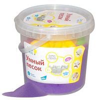 Кинетический песок Genio Kids Умный с формочками, фиолетовый, 1 кг, пластиковый контейнер