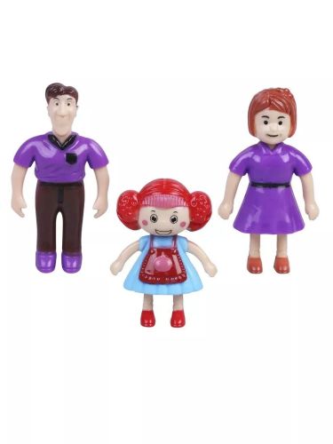 Домик для кукол мини с 3 фигурками папы, мамы и девочки 21868 в ассортименте фото 2