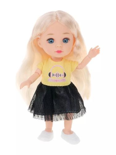Шарнирная кукла 15 см в желтой футболке и черной юбке 91033-12 фото 2