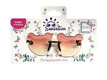 Солнцезащитные очки д.детей Мишки,без оправы,цв.стекол розовый