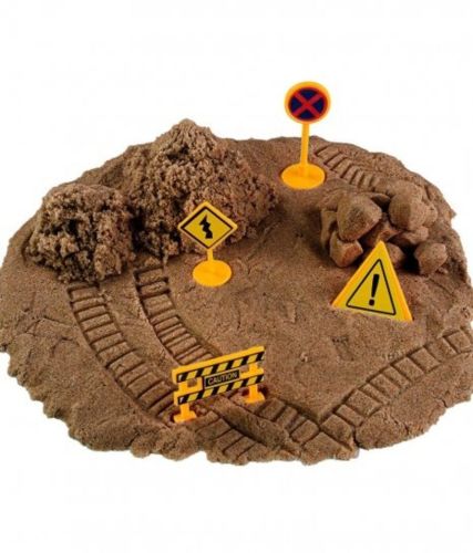 Кинетический Кососмический песок 400 г. в наборе со знаками, коричневый-земля фото 2