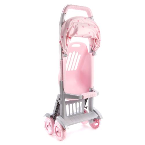 Прогулочная коляска ОГОНЁК Малая для пупсов С-1497 розовый/серый фото 3