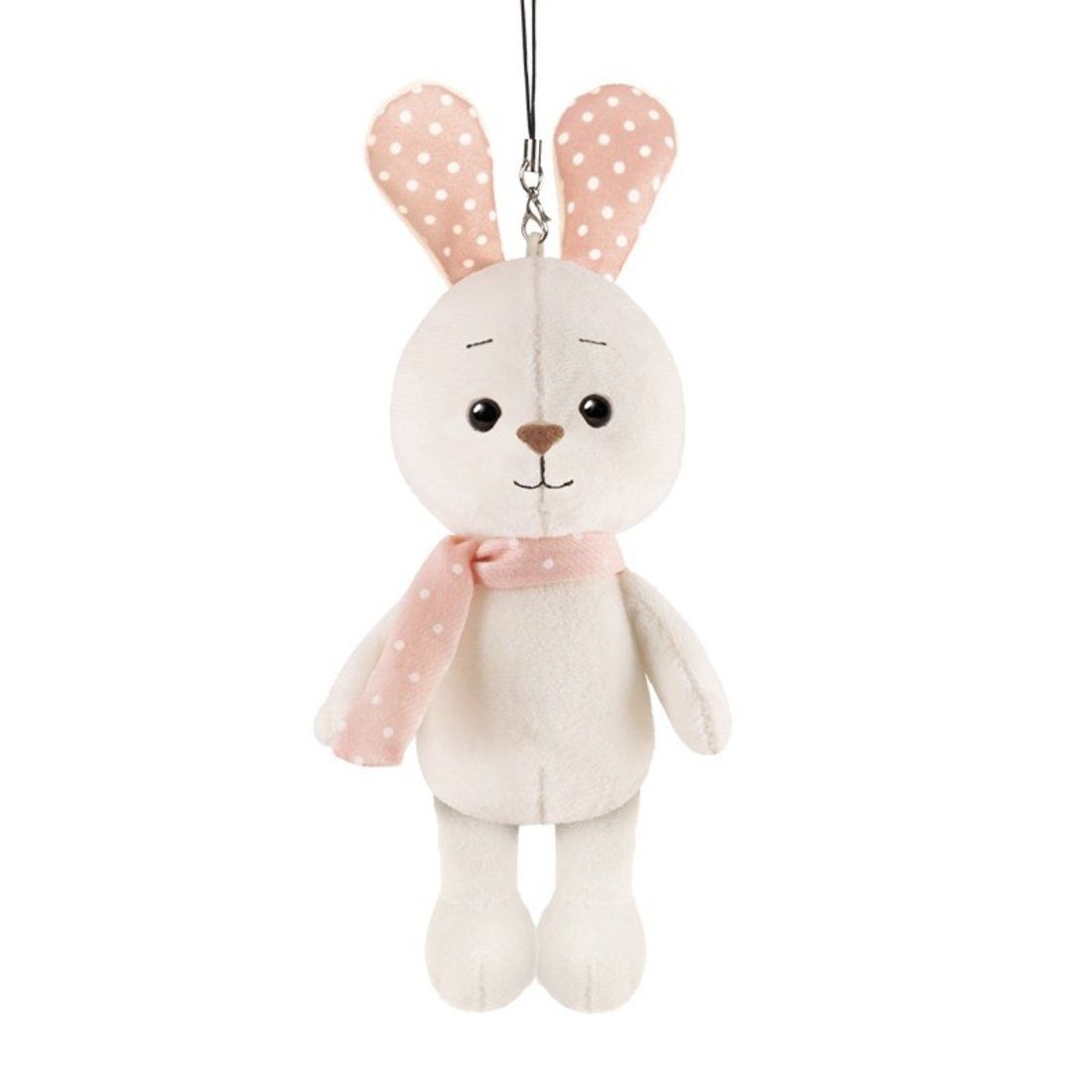 Мягкая игрушка Кролик Белый с цветными ушками 13 см