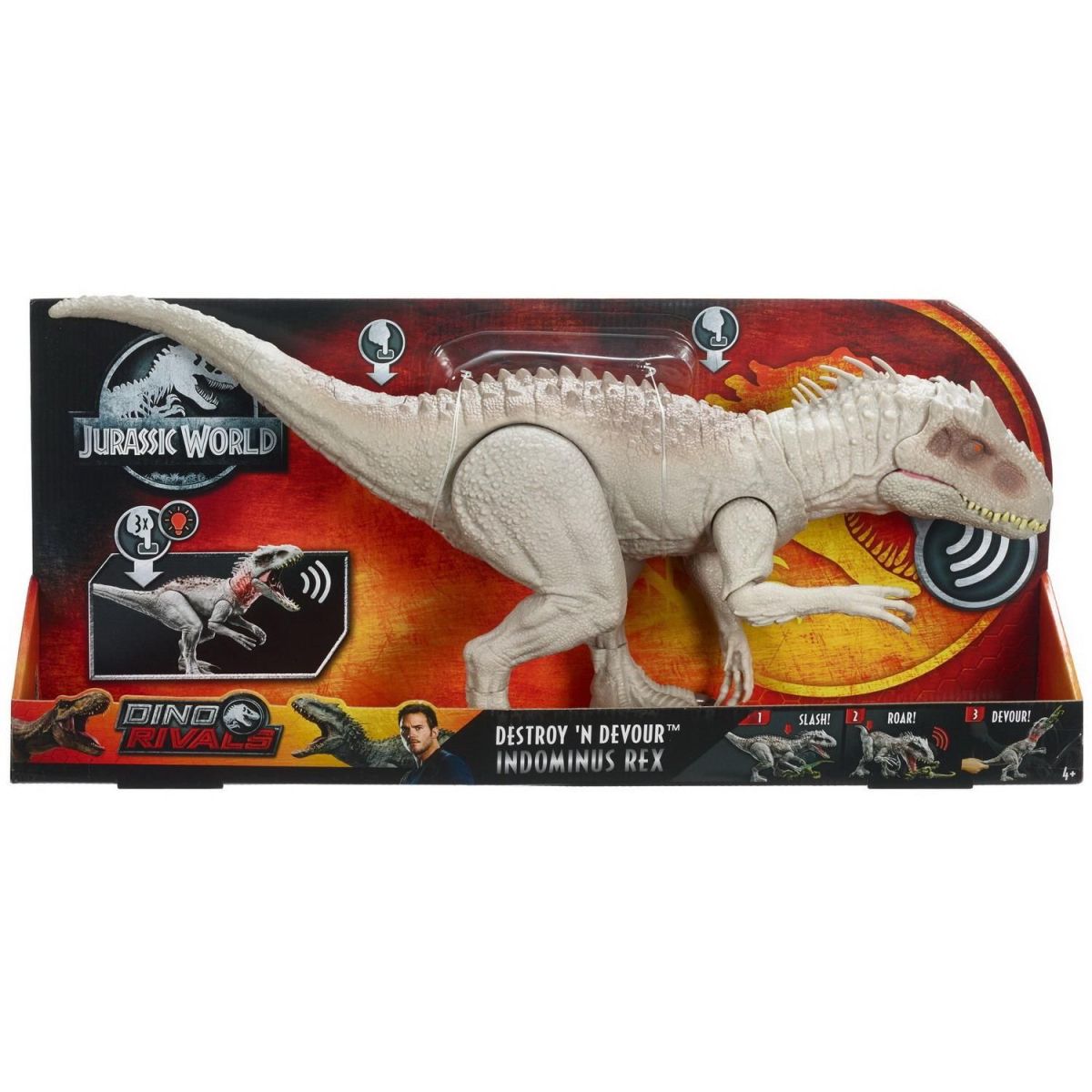 Фигурка Mattel Jurassic World динозавр Индоминус Рекс со звукавыми и  световыми эффектами