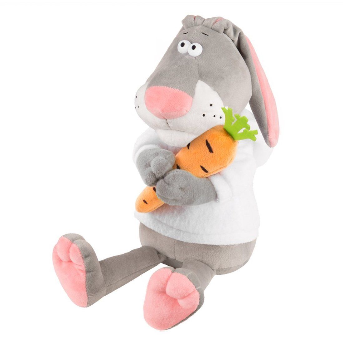 Мягкая игрушка Кролик Семёныч в худи с морковкой 20 см
