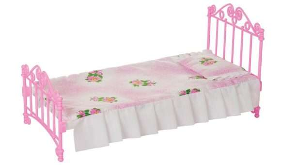 Кроватка розовая с постельным бельем