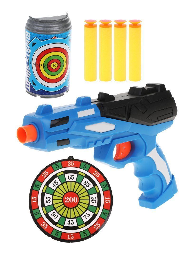 Игровой набор Стрелок, в комплекте: бластер, мягкие пули 4шт., мишени 2шт., пакет, в ассортименте
