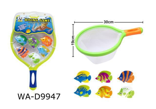 Игровой набор Junfa Поймай рыбку сачок 30х19см и 6 тропических рыбок