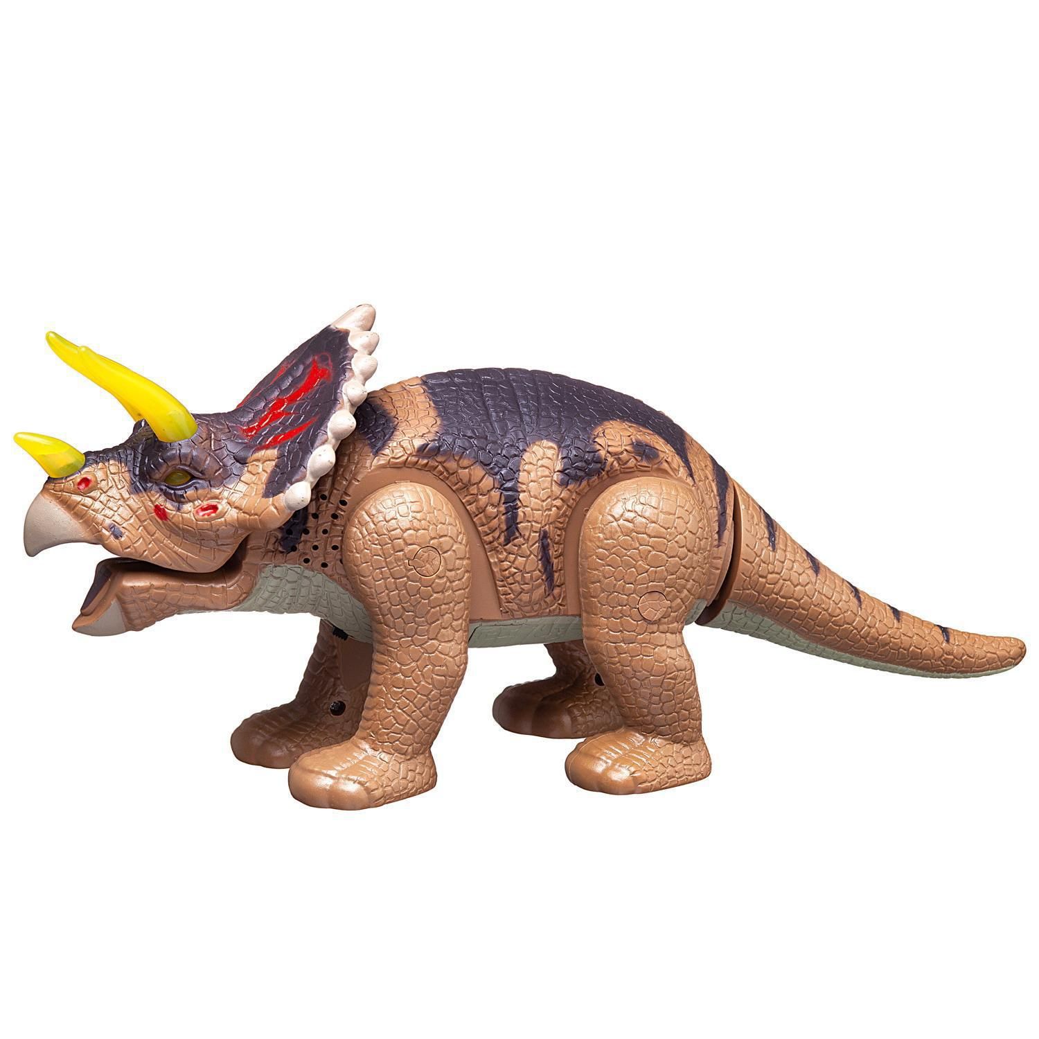 Динозавр Junfa Трицератопс, световые и звуковые эффекты, коричневый