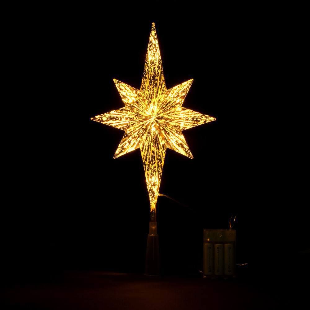 Верхушка на елку VEGAS Звезда 8конечная, золотая, 10 LED теплый 20*5,5*39 см, с таймером