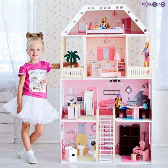 Кукольный домик Поместье Монтевил, для кукол до 30 см (16 предметов мебели и интерьера)