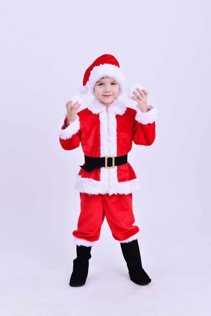 Костюм Санта Клаус: рубашка, брюки, ремень, колпак. размер 134-68