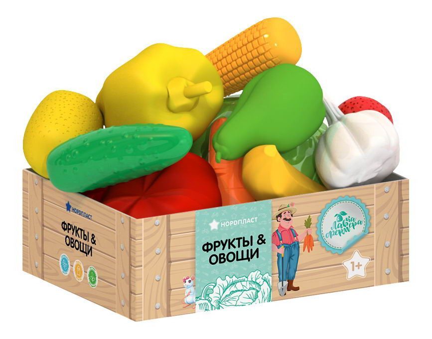 Игровой набор НОРДПЛАСТ Фрукты и овощи, большой, в ящике, 12 предметов