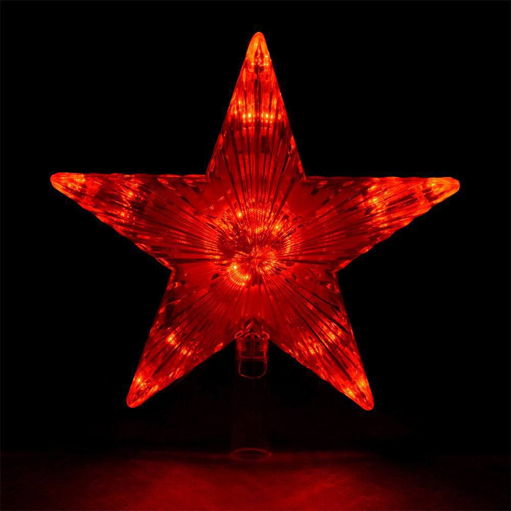 Верхушка на елку VEGAS Звезда красная 10 красных led, зелёный провод 3м, 15*15 см, 220 v /20