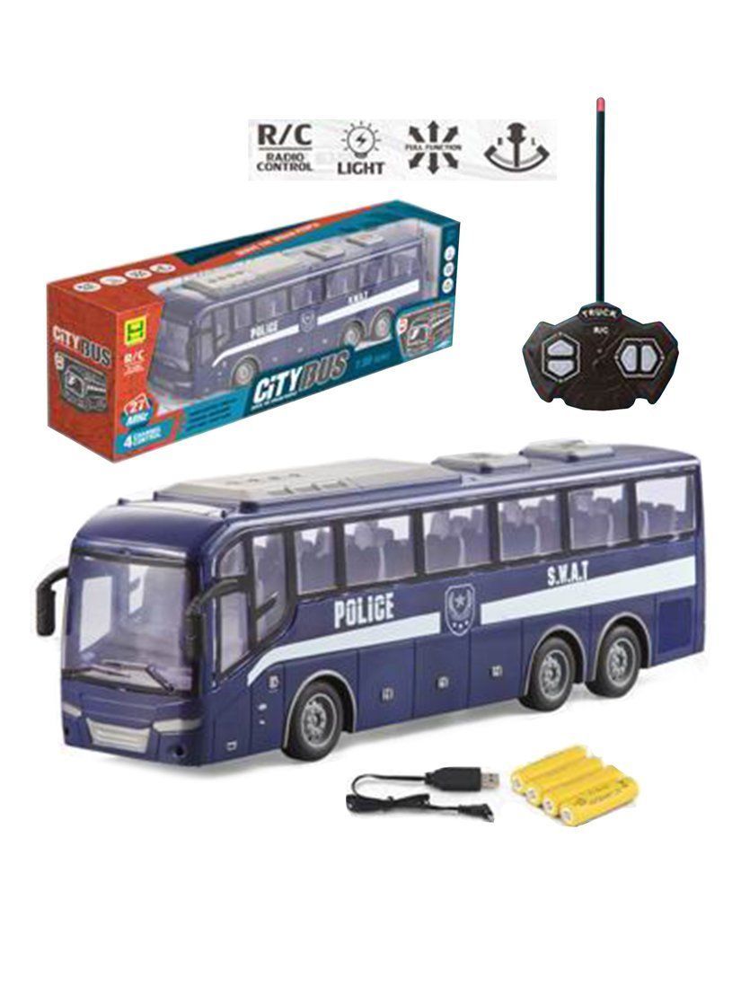 Автобус радиоуправляемый, 4 канала, свет, в комплекте: аккумулятор, USB шнур, элементы питания АА*2шт. не входят, коробка