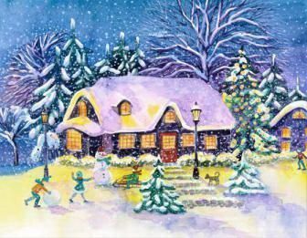Набор для творчества Рыжий кот Алмазная мозаика Зимний домик в лесу с подрамником ,с полным заполнением 30*40