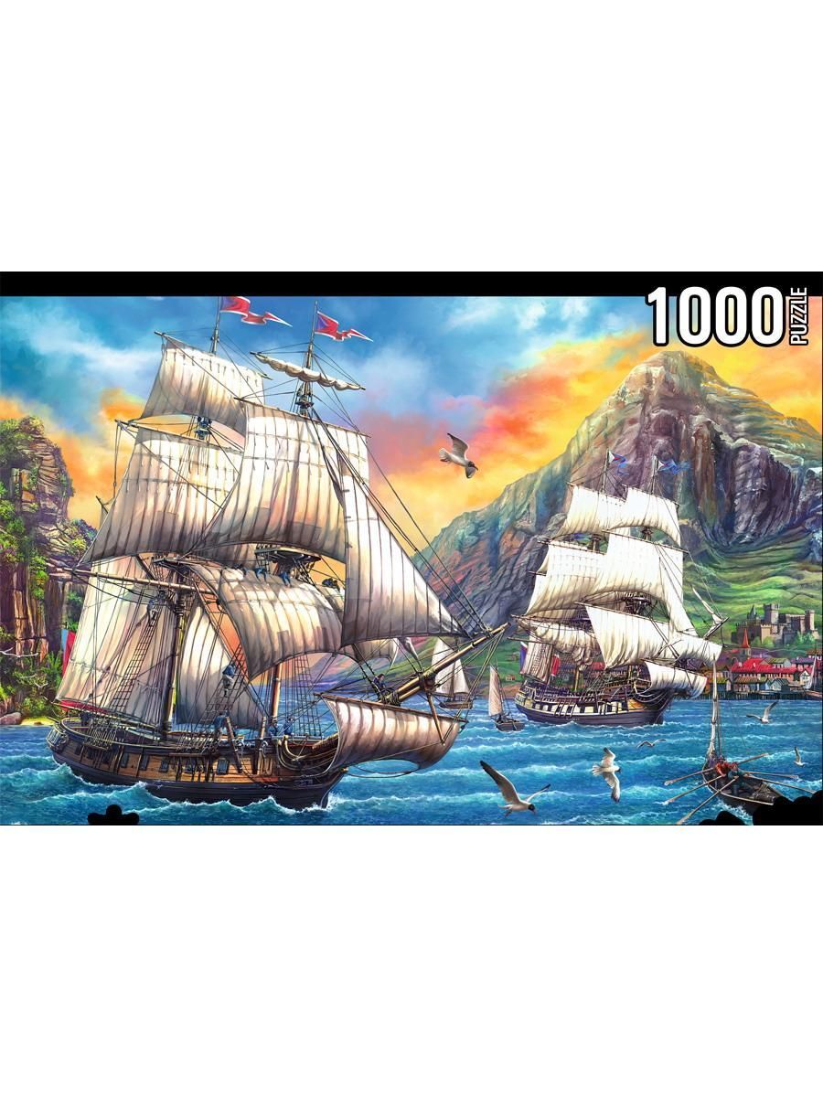 Пазлы Konigspuzzle Старинные корабли на закате 1000 элементов