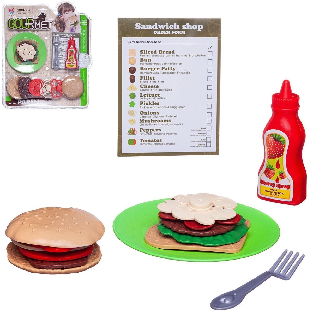 Набор продуктов Junfa Фаст Фуд серия Гурман: Мои любимые сэндвич и бургер