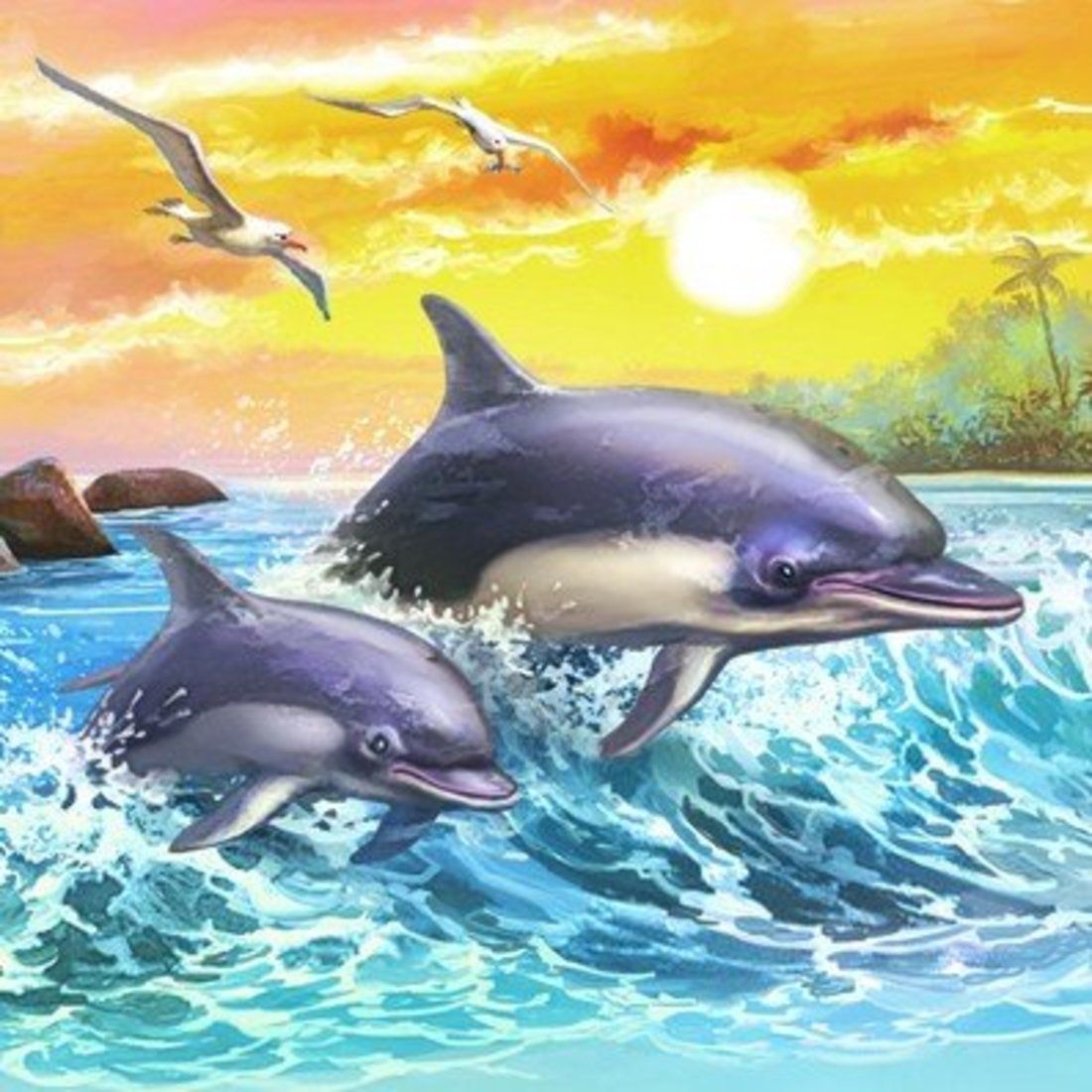 Рисование по номерам красками для детей Дельфин