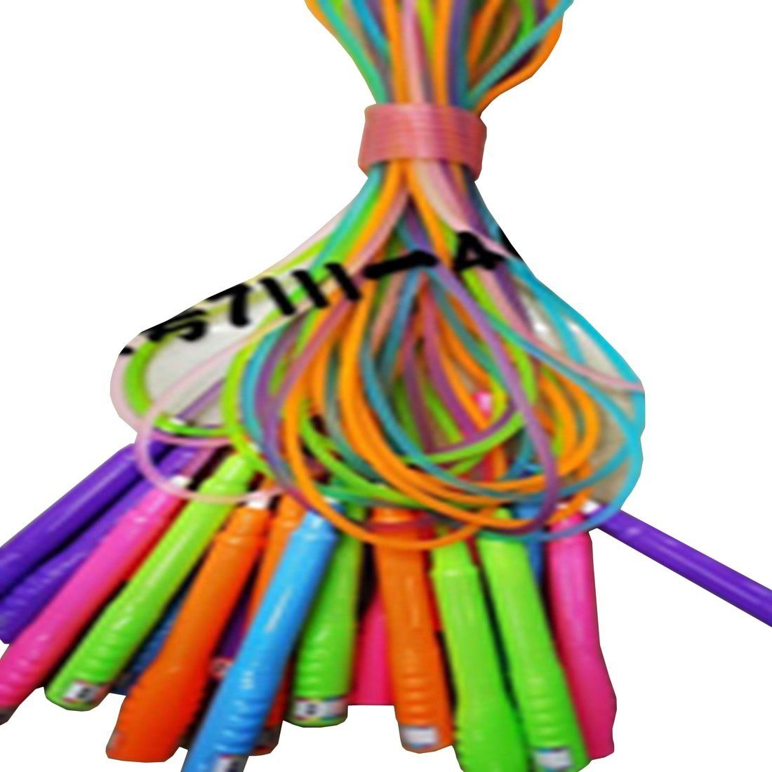 Скакалка, 2.5м, веревка пластик, ручки разноцветный полпрозрачный пластик, 4-5 цветов микс