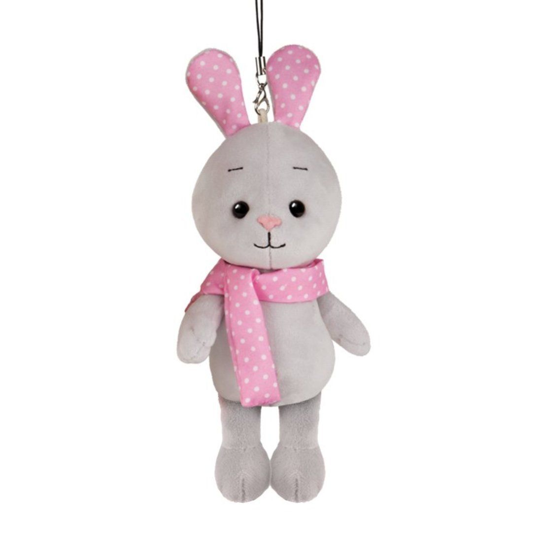 Мягкая игрушка Кролик Серый с цветными ушками 13 см