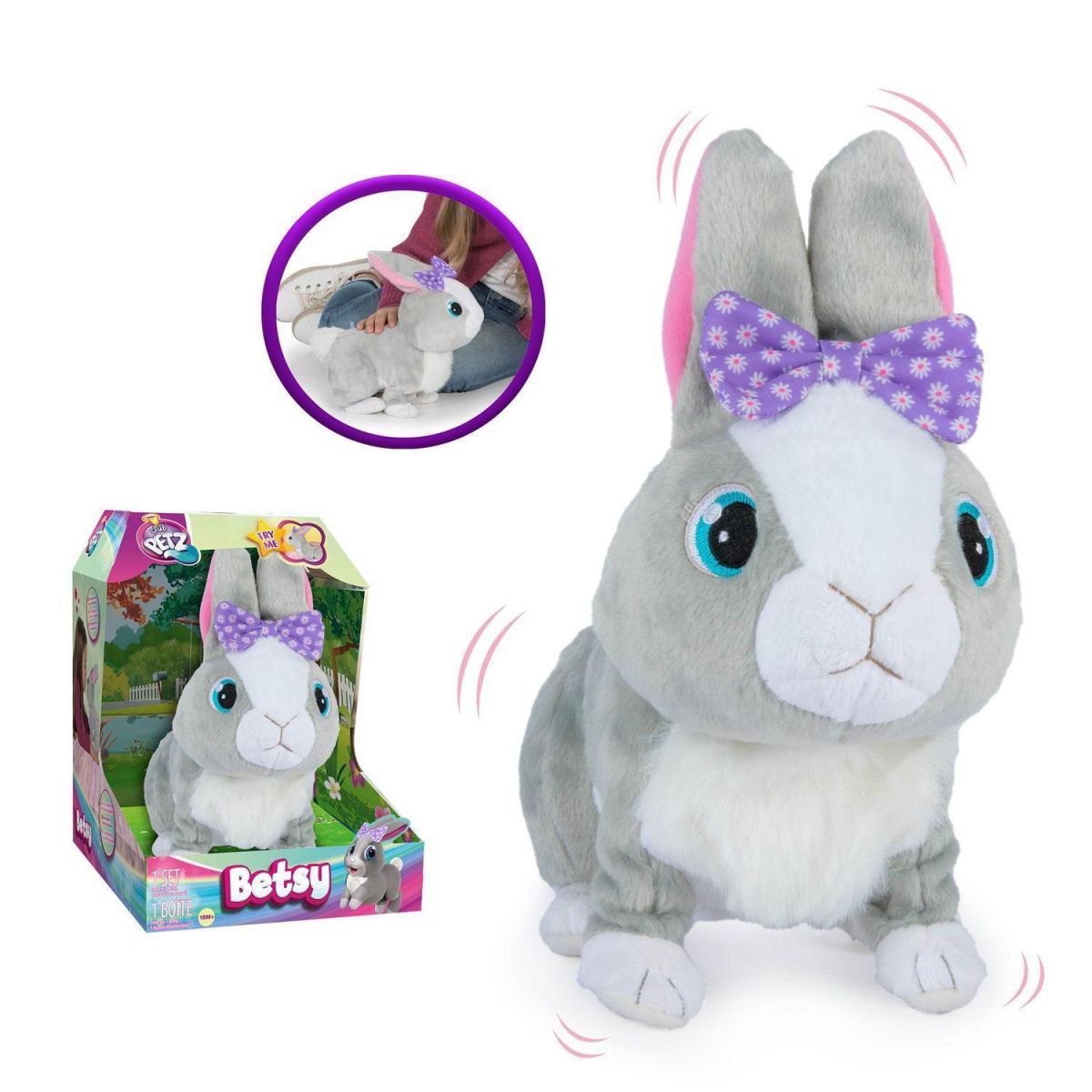 Игрушка интерактивная IMC Toys Club Petz Кролик Betsy интерактивный ,  реагирует на голос, прыгает и шевелит ушками, со звуковыми эффектами