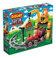 Детская развивающая игрушка конструктор Bauer Серии Железная дорога. Перевозка леса с Блокменом.