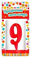 Свеча для торта ND Play Тортик цифра 9 парафиновая, цвет красный