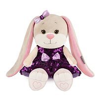 Мягкая игрушка Зайка Лин В Фиолетовом Платьице С Пайетками 20 см