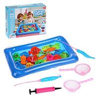 Игровой набор Рыбалка магн., 2 удочки + сит + насос + надувной бассейн 38*22*4CM+ 20 фигурок, кор.
