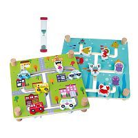 Лабиринт двухсторонний 2в1 "Транспорт и море" с песочными часами,  23х5х23 см