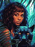 Набор для творчества LORI Картина по номерам на картоне Девушка с пантерой 28,5*38 см