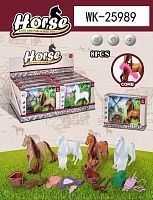 Игровой набор Junfa Лошадка с предметами ухода 4 цвета
