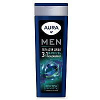 AURA Men Гель для душа 3в1 Экстра Свежесть флакон/флиптоп 380мл