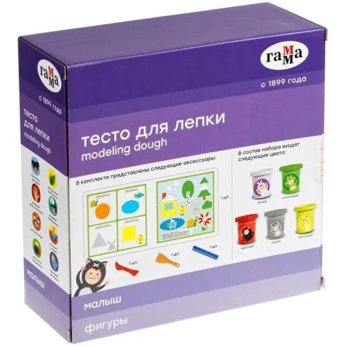 Тесто для лепки Гамма Малыш Фигуры с карточками 5 цветов фото 2
