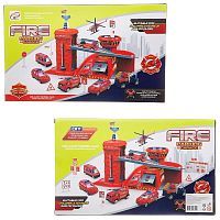 Парковка-трек Junfa Пожарная станция, с 2 машинками, лифтом, аксессуарами