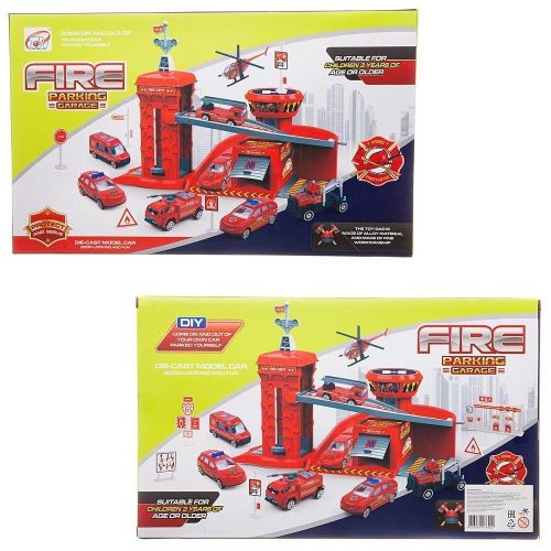 Парковка-трек Junfa Пожарная станция, с 2 машинками, лифтом, аксессуарами