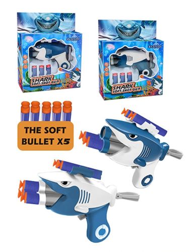 Бластер, в комплекте: мягкие пули 5шт., коробка