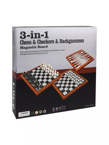 Настольная игра шахматы, шашки, нарды 3 в 1 магнитное поле 39,5х39,5 см фото 6