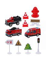 Игровой набор металлических машинок со знаками Пожарная бригада в ассортименте F02-3