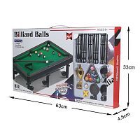 Настол. игра бильярд,в компл. игр. стол 41х33х15см.,шары 11шт.,треугольник,кий 2шт.,мостик,кубок,кор.