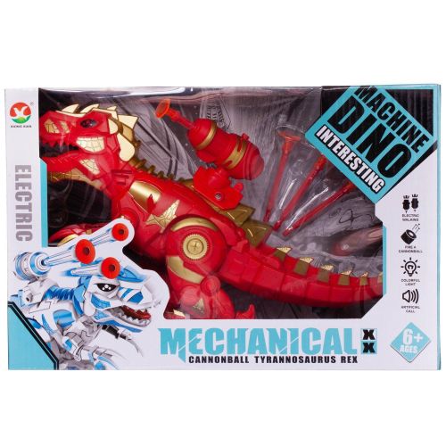 Динозавр-робот Junfa с ракетной установкой, электромеханический, свет, звук, красный фото 6