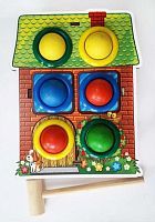 Стучалка Woodland Дом 6 отверстий 115401 красный/зеленый/желтый/синий