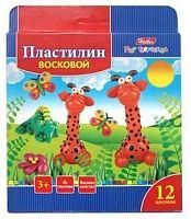 Пластилин Восковой 12 цв. 180г со стеком Забавные зверята в карт.короб. с европодвесом