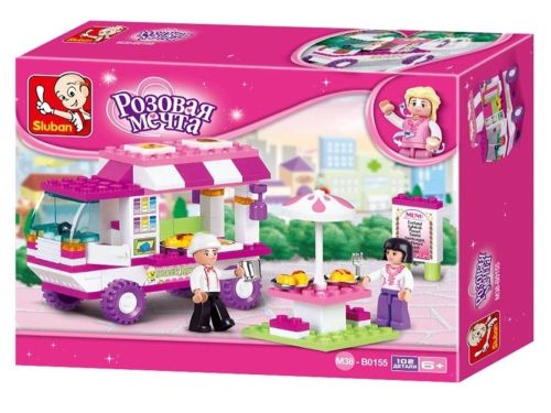 Конструктор Sluban Розовая мечта Передвижное мобильное кафе, 102 детали фото 2