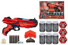 Бластер красно-черный в наборе с аксессуарами и 14 мягкими пулями