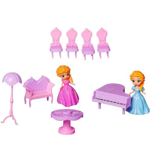 Игровой набор Junfa "Розовый совенок" Чемоданчик с 2 куколками и мебелью, 20,5х5х21см фото 2