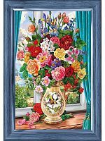 Алмазная мозаика Красивые цветы, 30х40 см, 32 цв, полн. заполнение, с подр.