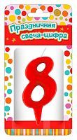 Свеча для торта ND Play Тортик цифра 8 парафиновая, цвет красный